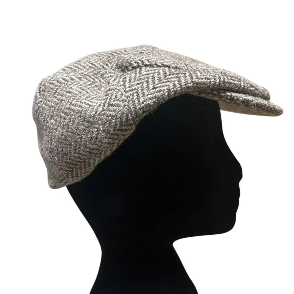 Vintage LL Bean Hanna Hats Donegal Tweed Flat Cap Ivy‎ Newsboy Ireland Brown